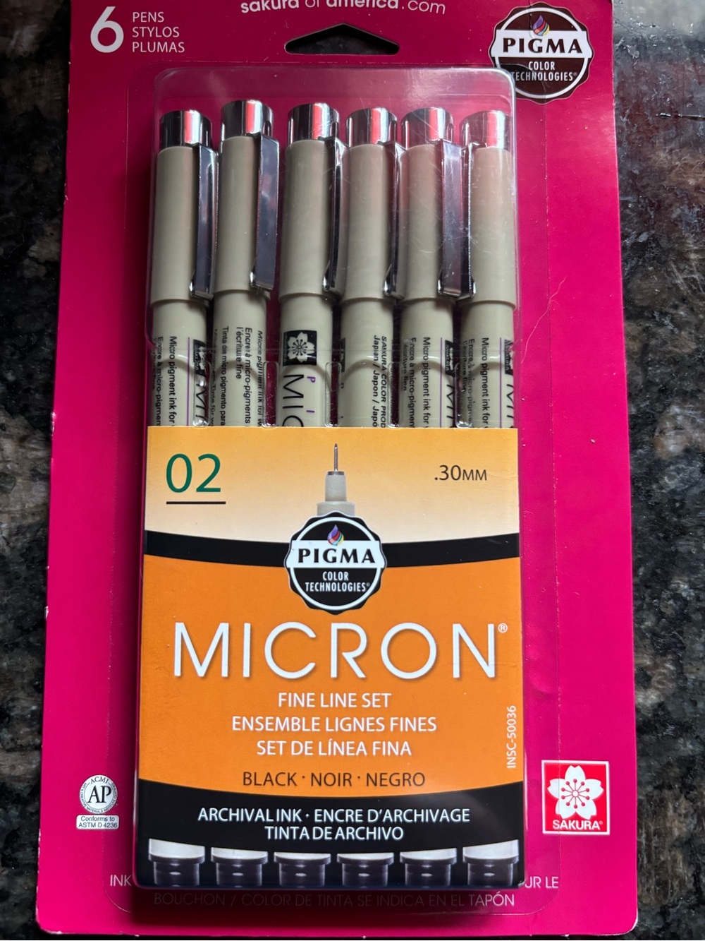 Sakura Micron Archival Ink Pens - Black - 6 Pack